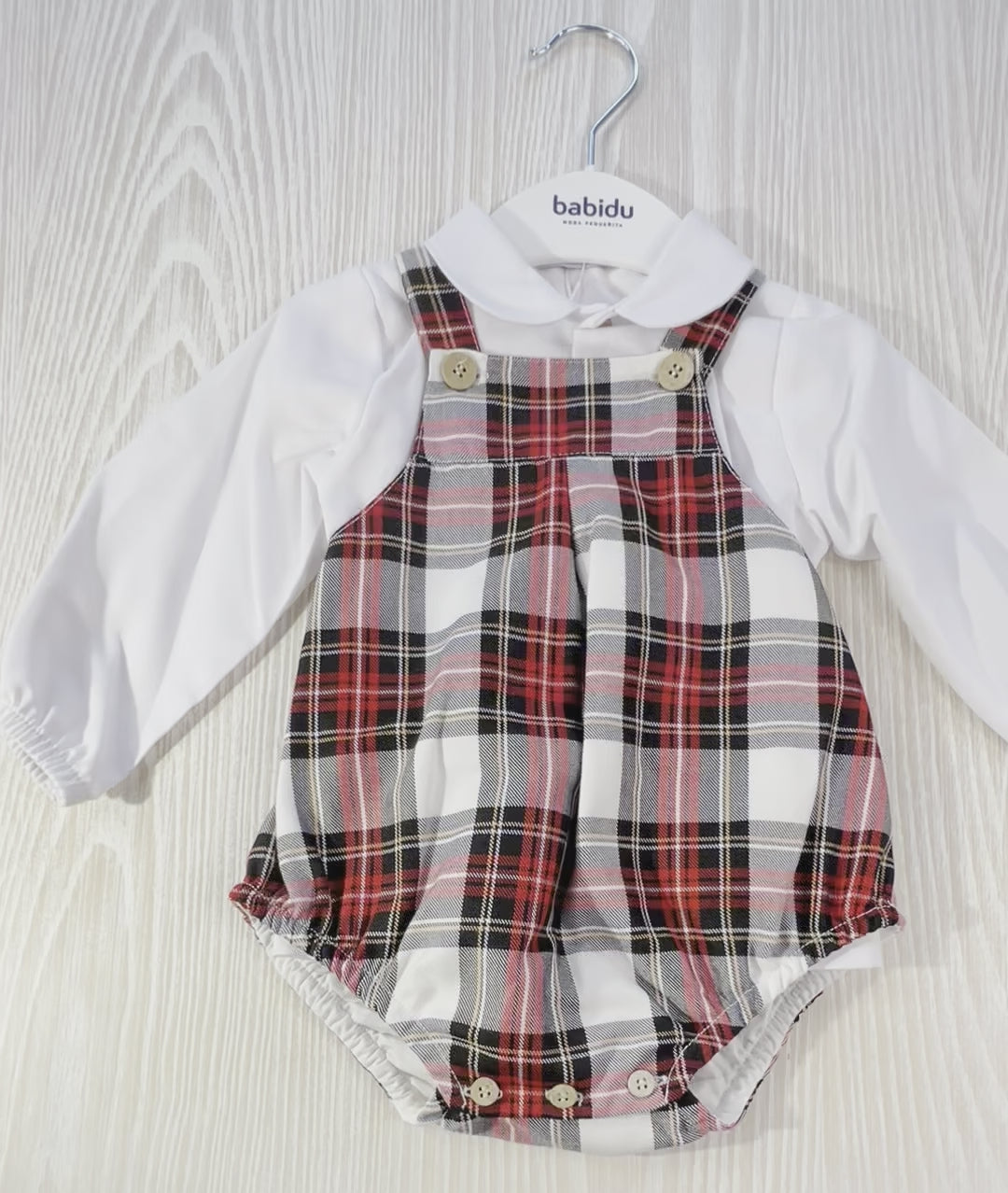 Boys Long Sleeve Plaid Shirt with Black Shorts