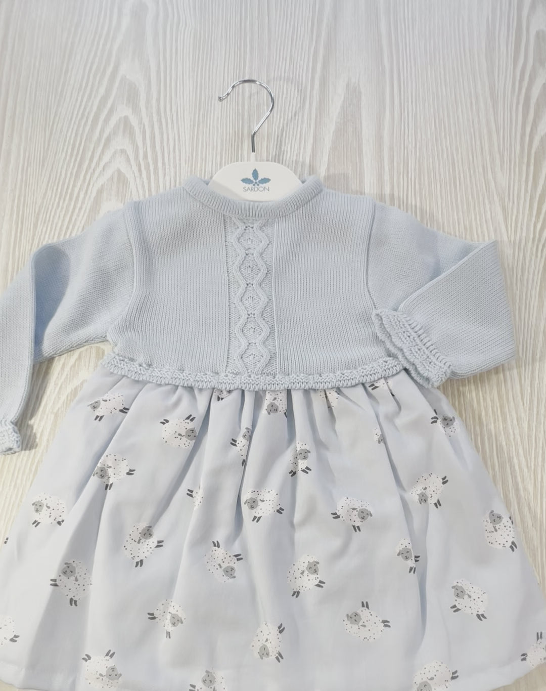 Mimos Blue Long Sleeve Dress with Sheep Print