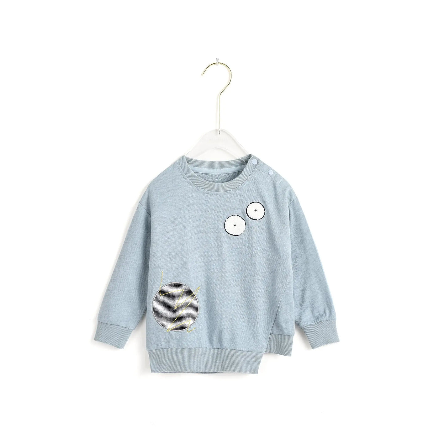 Applique Embroidery Sweatshirt- Dusty Blue Aimama