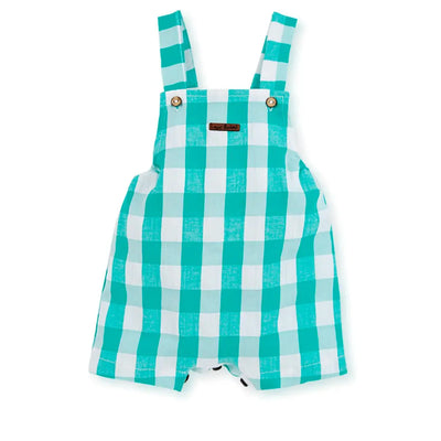 Boys Aqua Gingham Overall Mac Ilusión