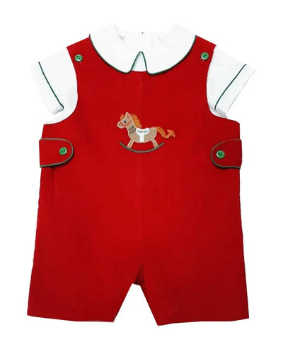 Christmas Rocking Horse Boy Overall Set Marco and Lizzy