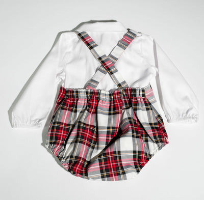 Boys Long Sleeve Shirt with Plaid Romper