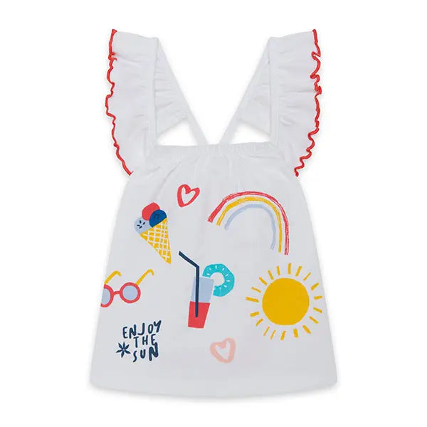 Enjoy The Sun - White Shirt and Print Shorts Set Tuc Tuc