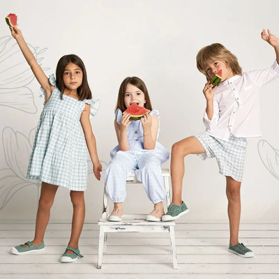 Girls Green Gingham Dress Babidu