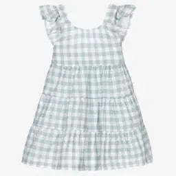 Girls Green Gingham Dress Babidu