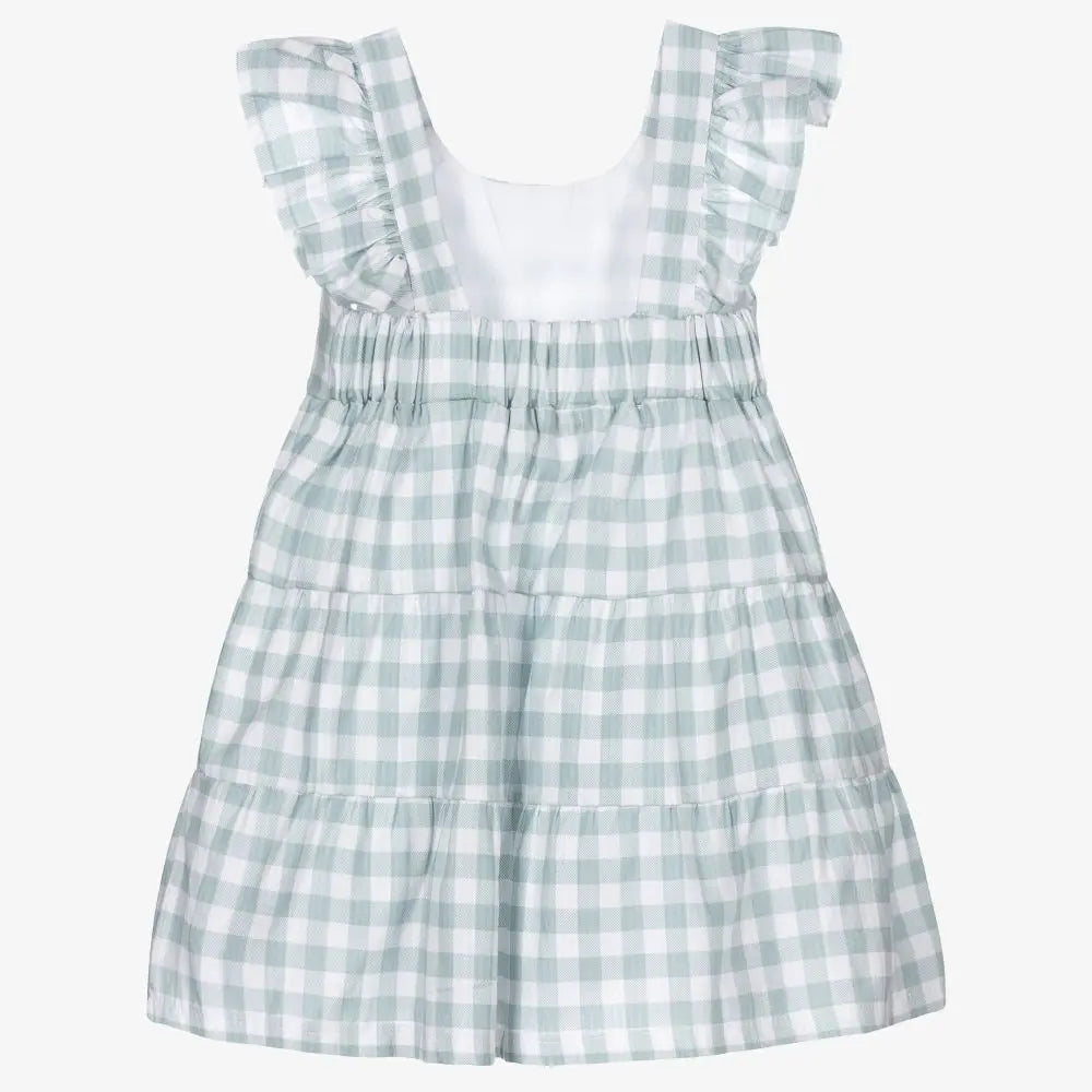 Girls Green Gingham Dress Babidu