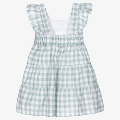 Girls Green Gingham Dress Babidu