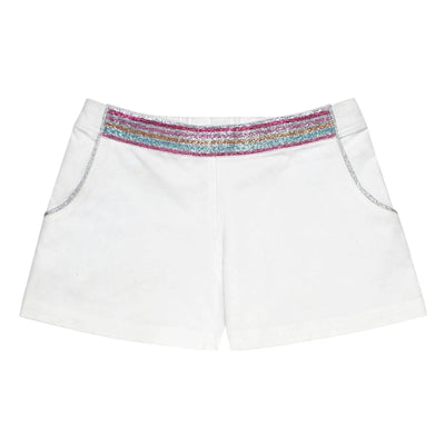 Girls White Shorts - Glittery Detail La Faute A Voltaire