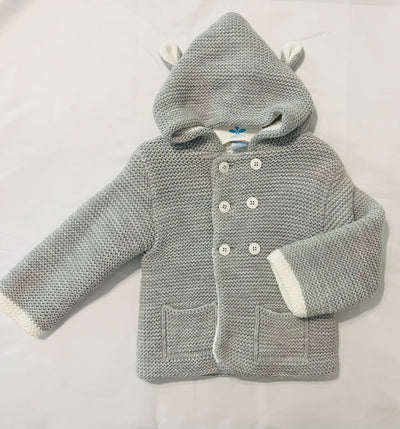 Gray knitted jacket with hoodie
