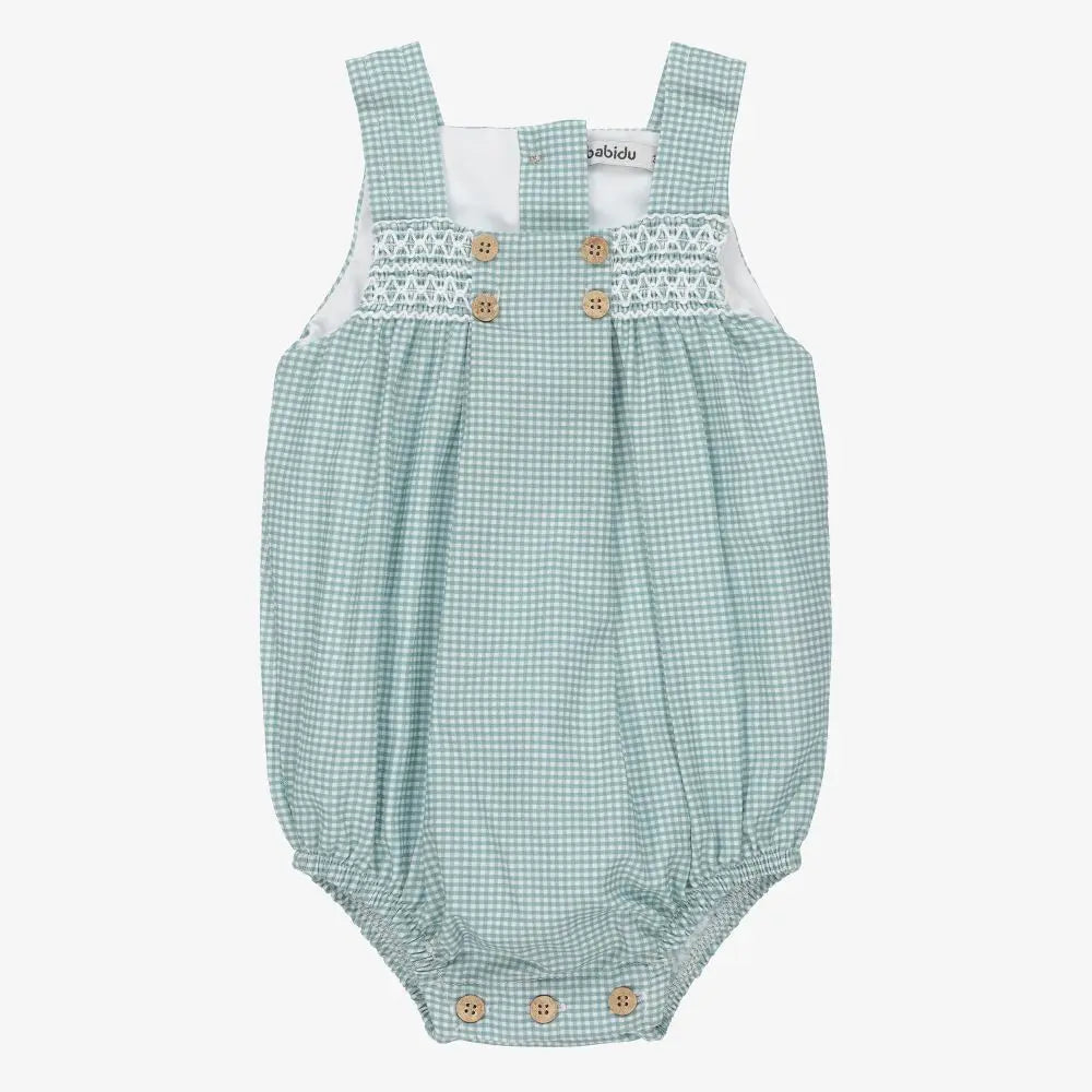 Green Gingham Romper Babidu