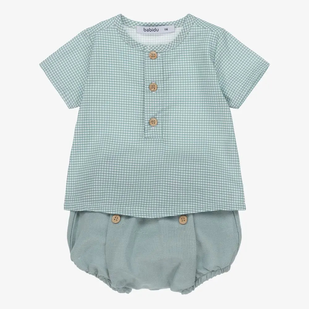 Green Gingham Shirt With Green Bloomers Babidu