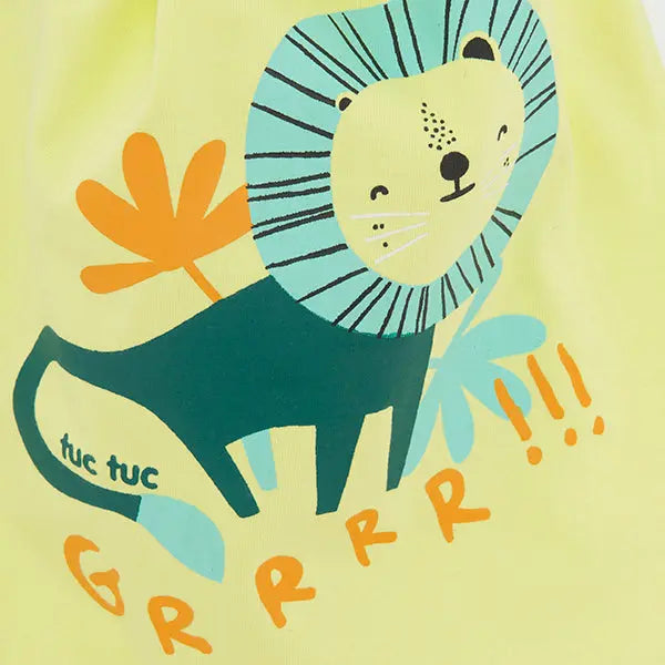 In The Jungle - Boys Green Shirt and Dark Green Shorts Set Tuc Tuc