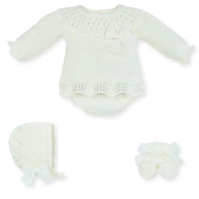 Knitted 4-Piece Baby Set - Ivory Mac Ilusión
