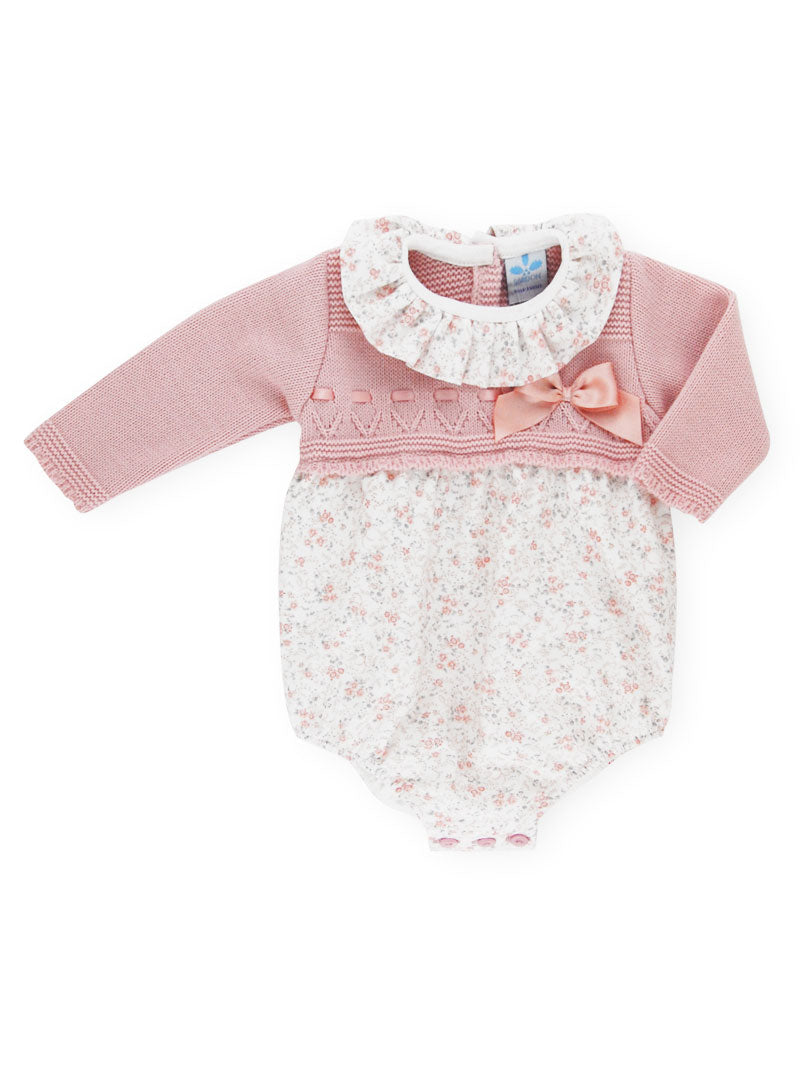 Macarena Pink Floral Long Sleeve Knitted Top Bubble