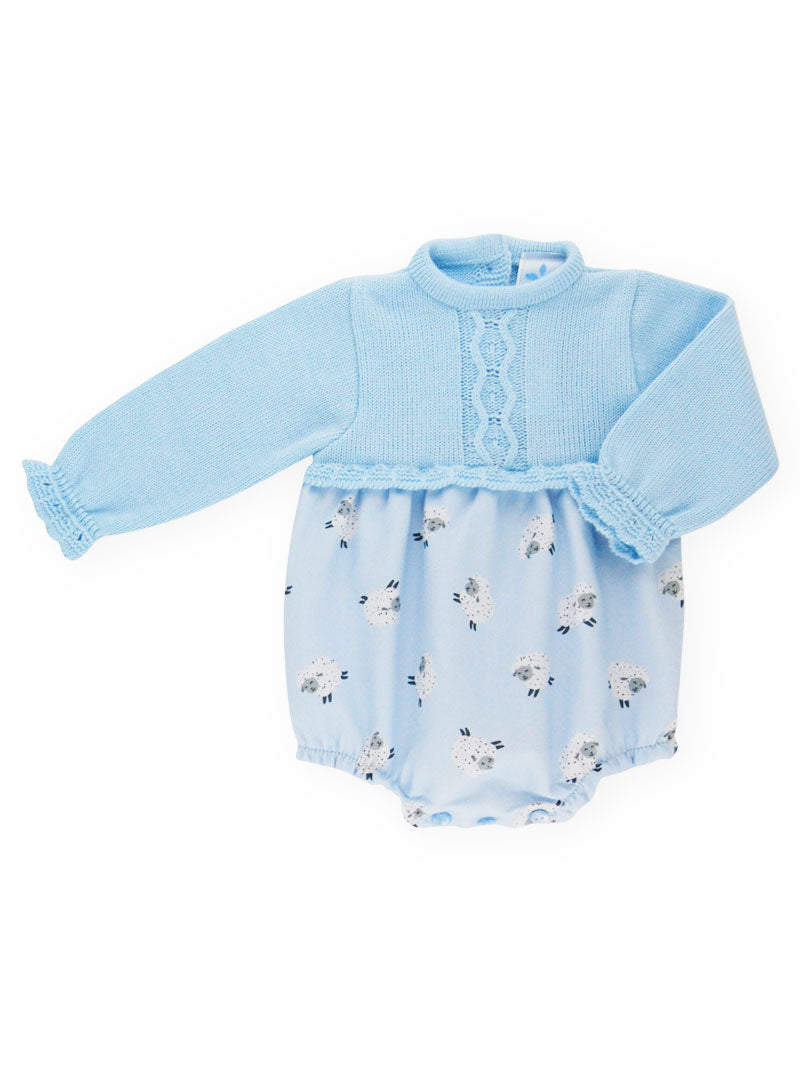 Mimos Blue Long Sleeve Bubble with Sheep Print