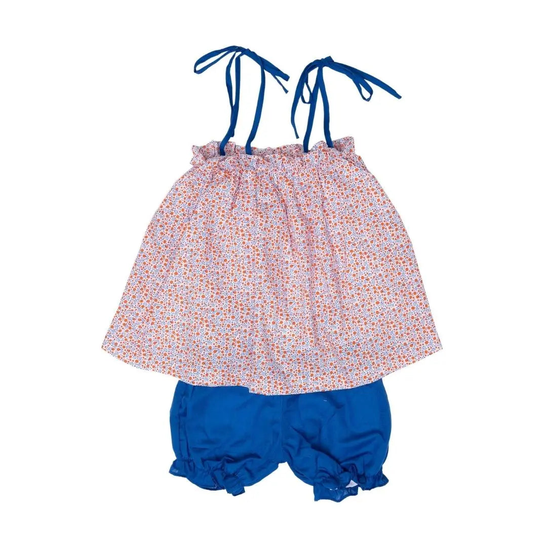 Orange and Blue Girls Bloomer Set The Oaks Apparel