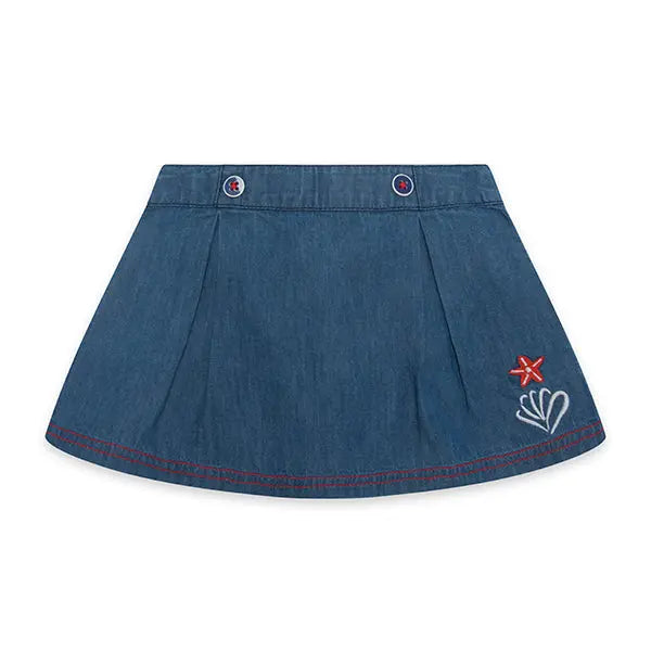 Red Submarine - Red Sleeveless Shirt and Denim Skirt Tuc Tuc