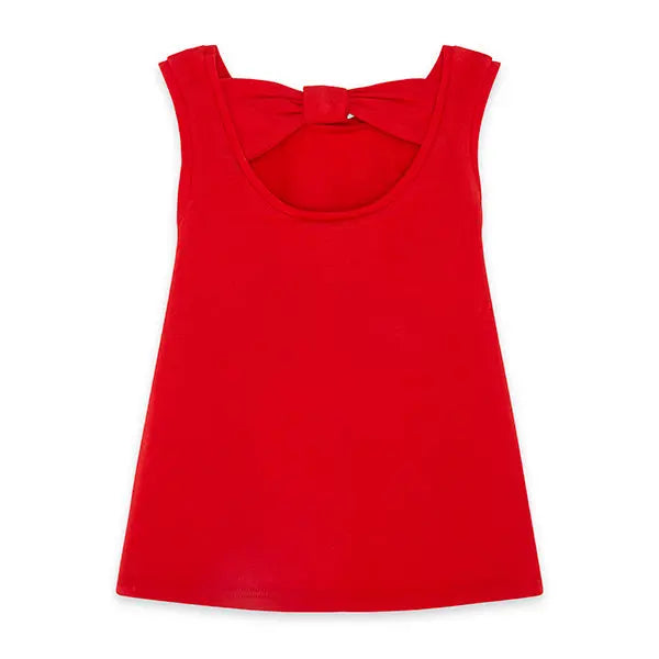 Red Submarine - Red Sleeveless Shirt and Denim Skirt Tuc Tuc