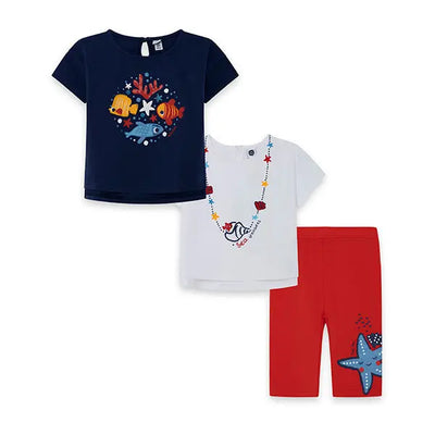 Red Submarine - Two Shirts and Leggings Set Tuc Tuc