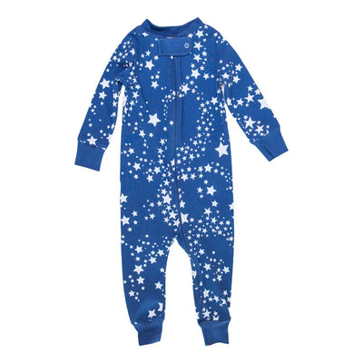 Star Swirls Full Zip Footless Pajamas Pink Elephant Organics