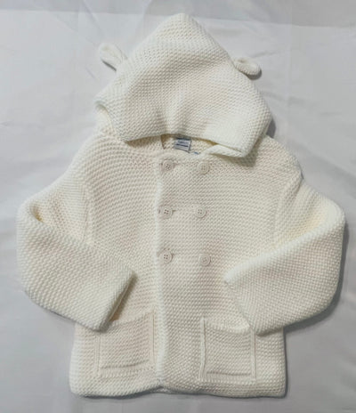 White knitted jacket with hoodie